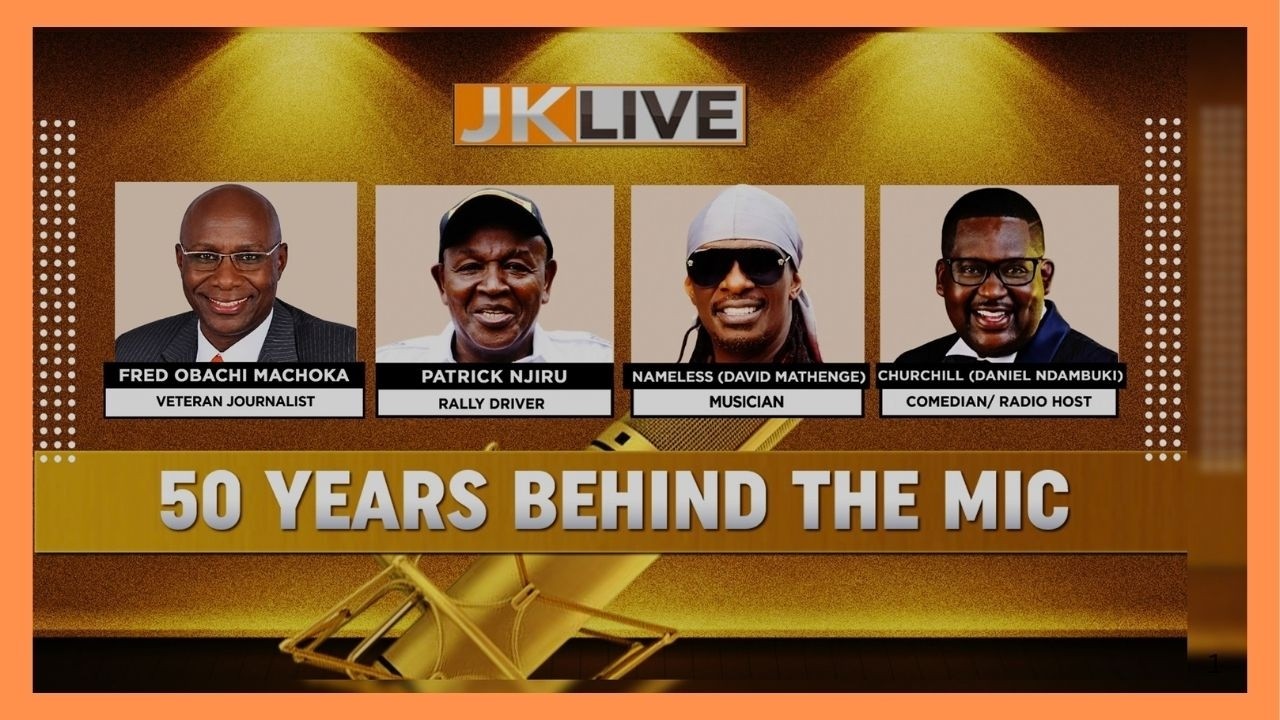 JKL title card: 50 Years Behind the Mic with Fred Obachi Machoka